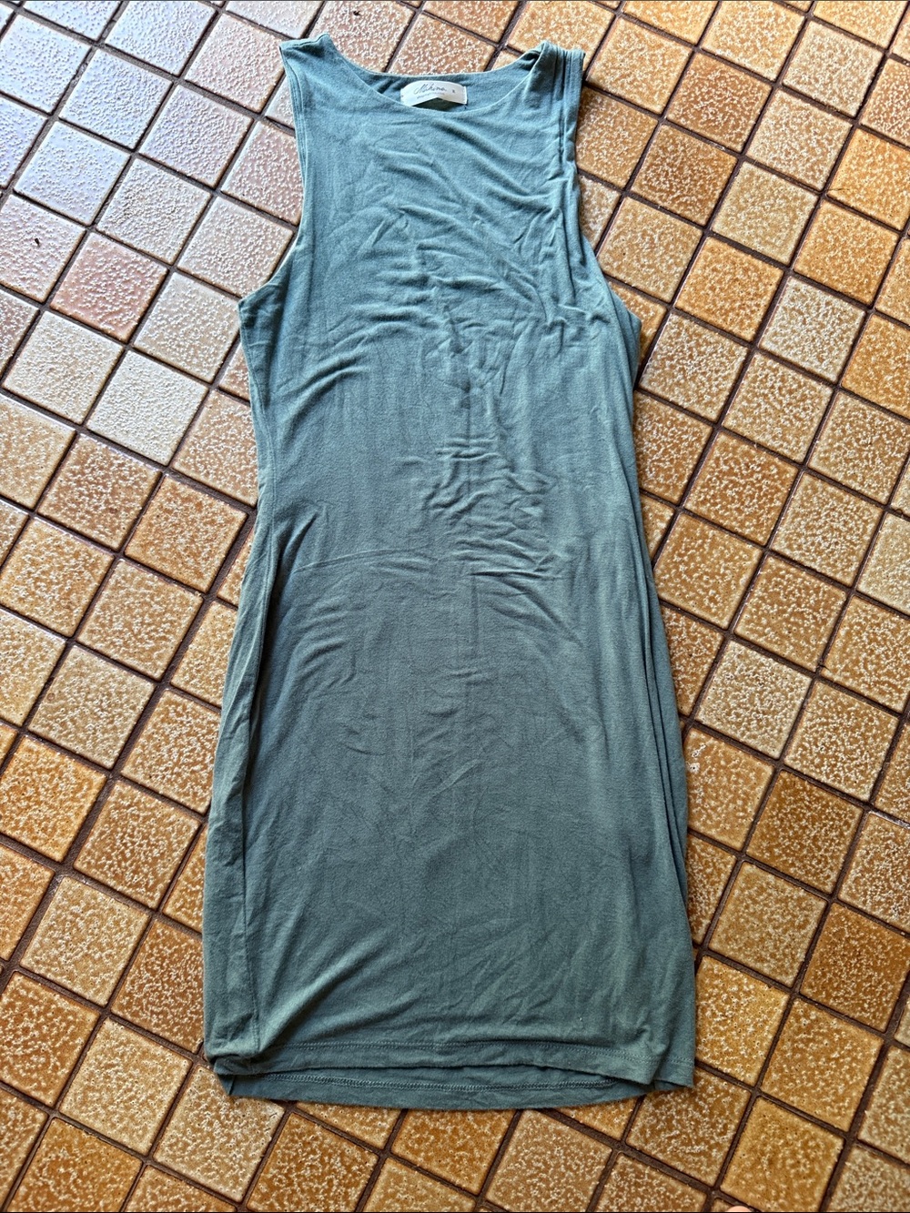Sleeveless Midi Tank Dress in Sage Green - Unbranded